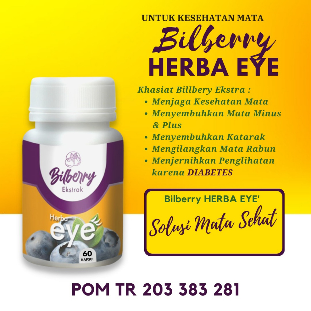 Kapsul Bilberry HERBA EYE- Bilberry Adawiyah Original - Kapsul Bilberry Adawiyah Asli - Vitamin Mata