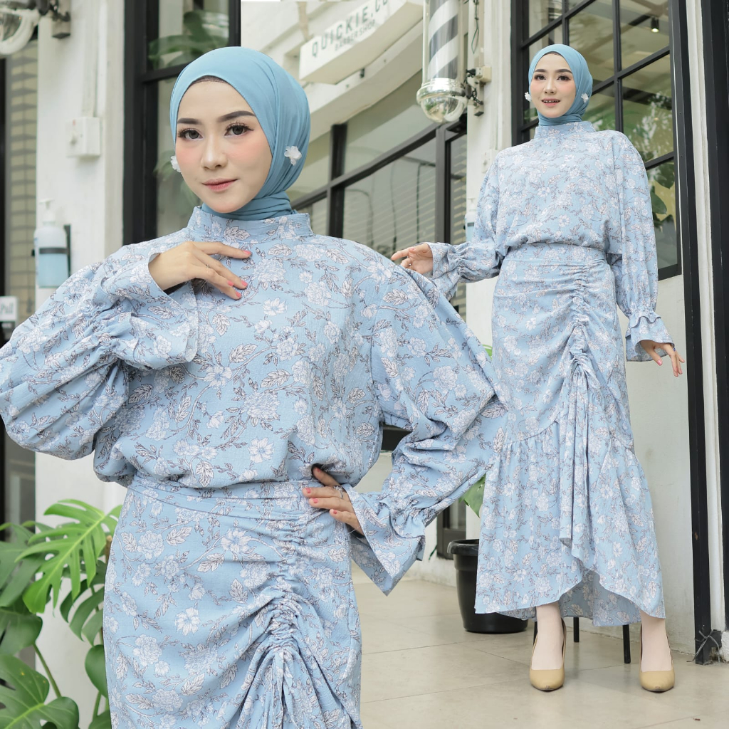 SET ROK TAMARA FLOW FASHION PAKAIAN WANITA SETELAN ATASAN DAN ROK MOTIF ASLI MS