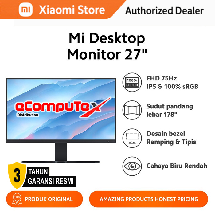 XIAOMI MI MONITOR DESKTOP 27&quot; IPS 1080P FHD HDMI VGA GARANSI RESMI