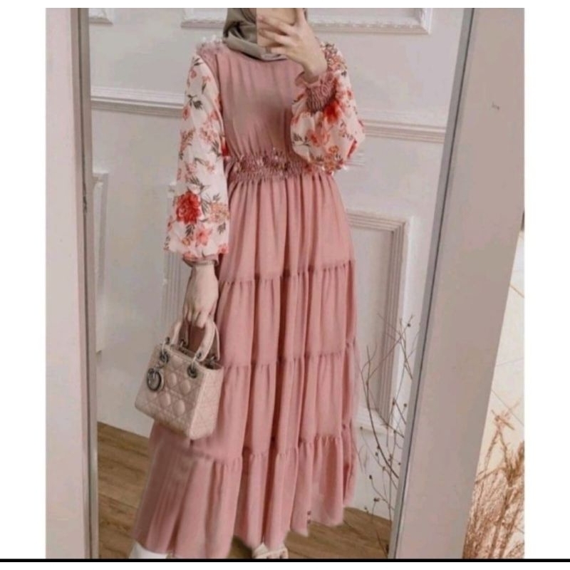 GAMIS SYFA DUSTY / LIONA BELT BUSUI BUMIL DRESS MOSCREPE PREMIUM