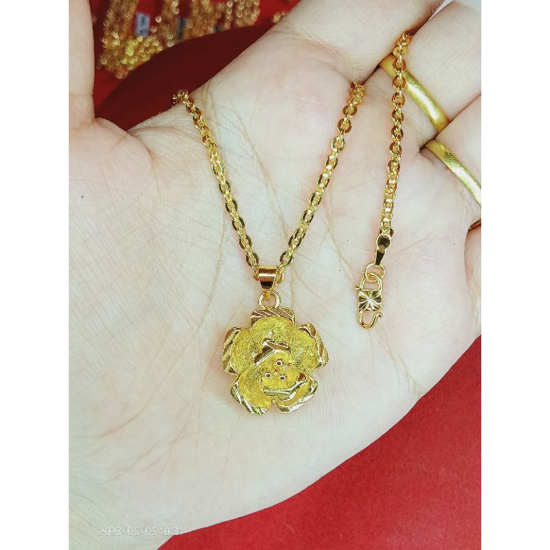 kalung kaca melati lapis emas 24k