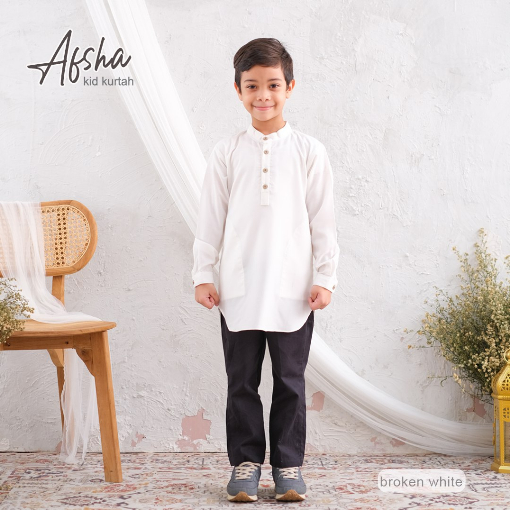 Riskirich Afsha Kurta kids Baju Koko Muslim Anak Laki-Laki Lengan Panjang Katun Toyobo Original