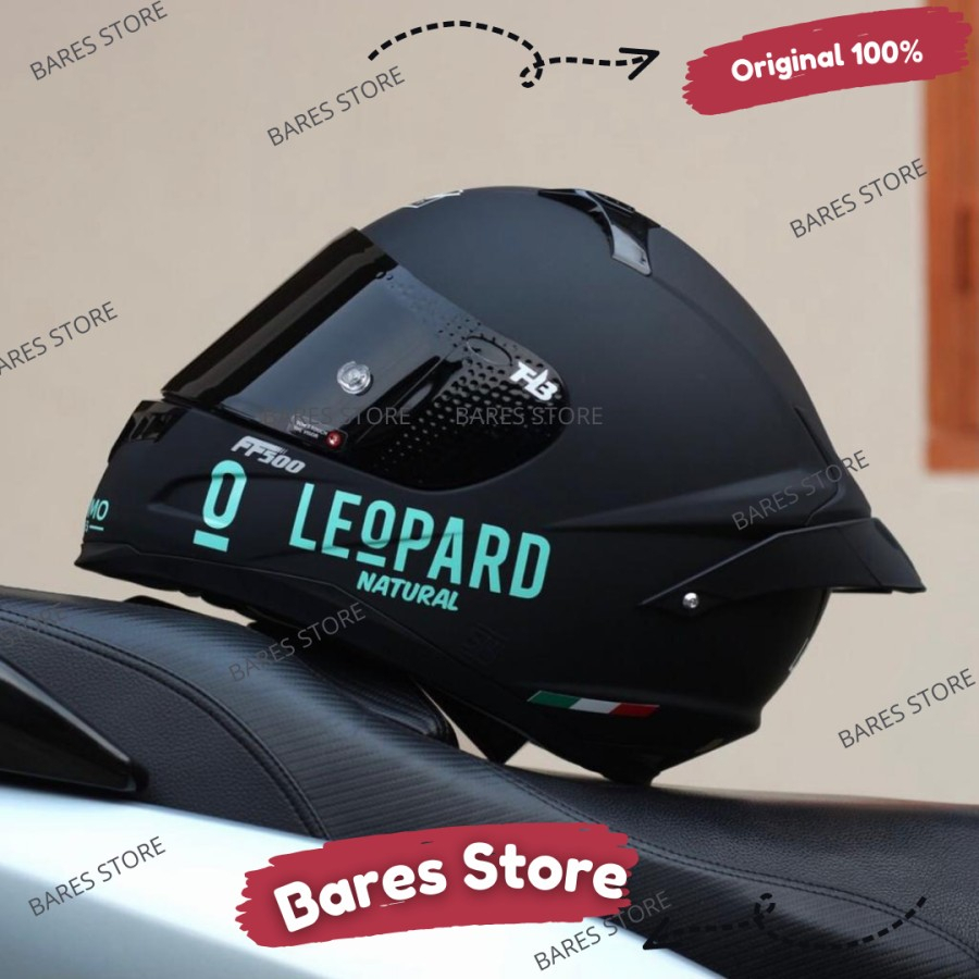 Helm Rsv Ff500 Black Doff Paket Ganteng Double Visor FULL FACE+Leopard tosca