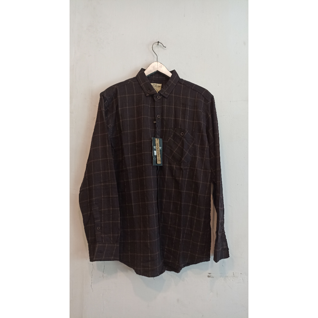 Baju Kemeja Flannel Kotak - Kotak Pria Dewasa Lengan Panjang QUICKRIVER Hitam
