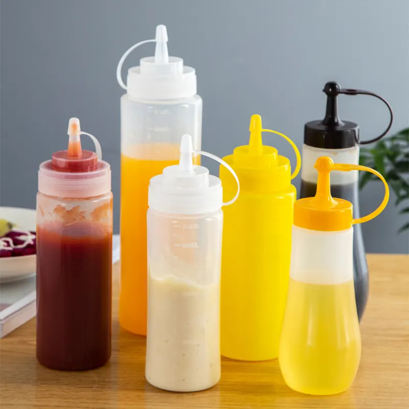 botol squize saus / botol saus dapur rumah tangga / botol Serbaguna Murah Tebal  / Botol Saus Plastik Kecap Dengan Angka Garis Putih Refillable Bottle Sambel Sambal Tomat Mayonaise