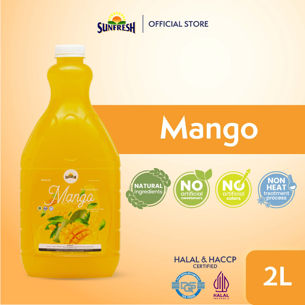 

Sunfresh Daily Mango Juice 2 Liter Mengandung Vitamin C & A - Jus Buah Mangga Asli