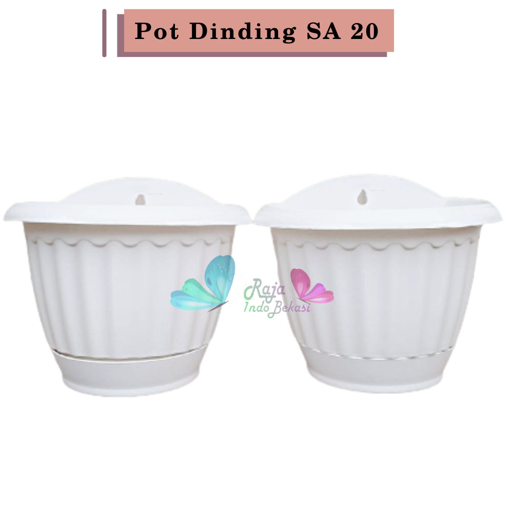 RAJAINDOBEKASI Pot Dinding Sa TP 20 Putih Pot Tanaman Hias Bunga 20 Cm Grosir Wall Flower Pot Dinding Putih Tempel Murah Dekorasi Unik