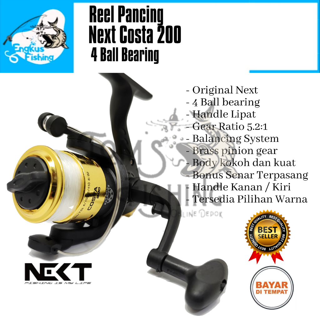 Reel Pancing Next Costa 200 Mini (4 Bearing) Bonus Senar Murah - Engkus Fishing