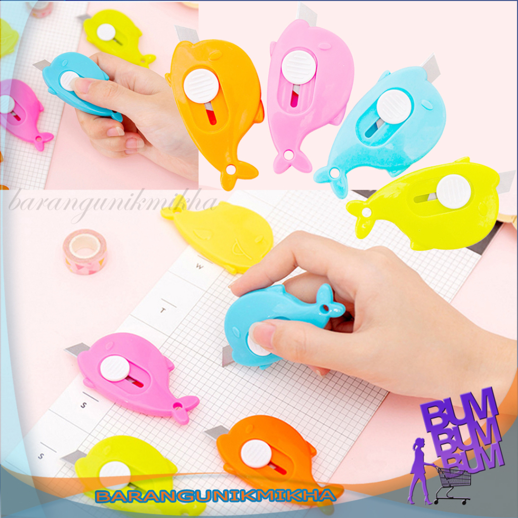 Cutter Mini Model Dolphin Pembuka Paket Cute Box Cutter - BUM