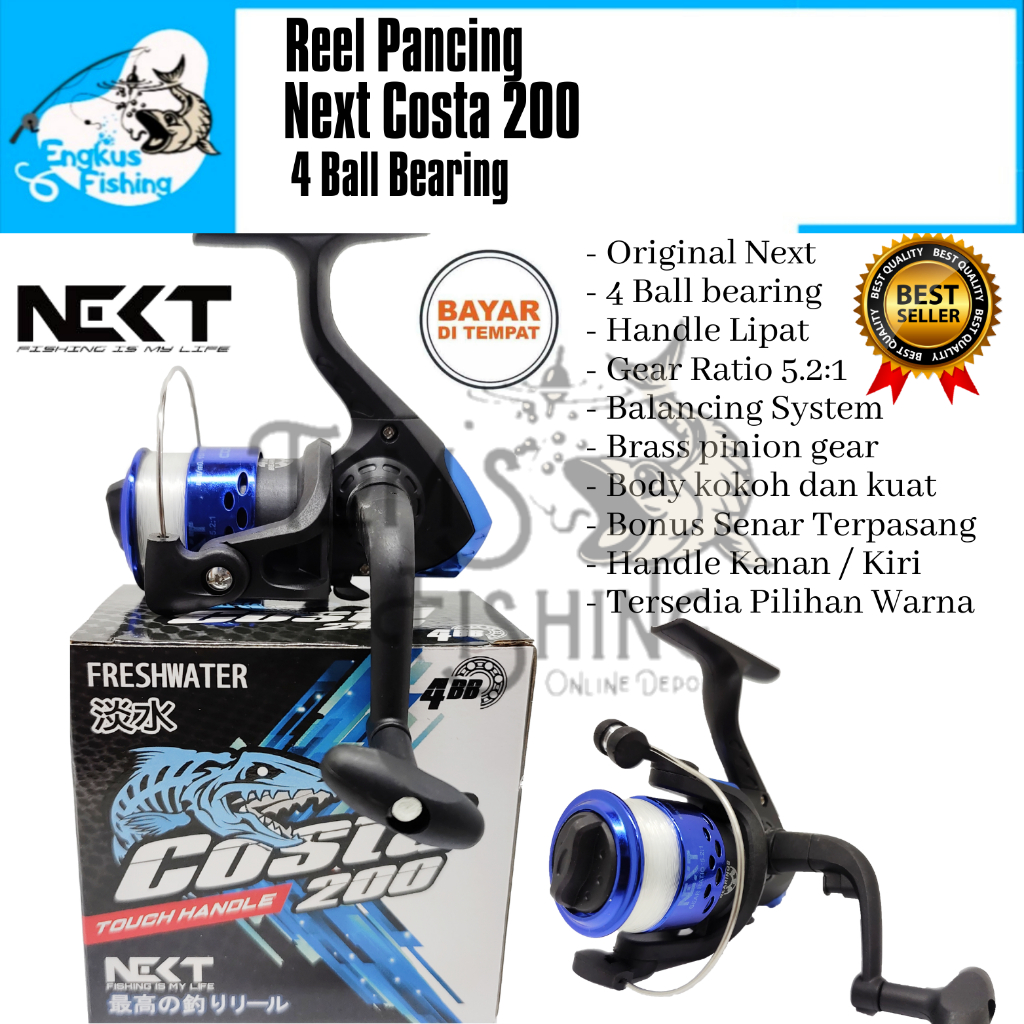 Reel Pancing Next Costa 200 Mini (4 Bearing) Bonus Senar Murah - Engkus Fishing