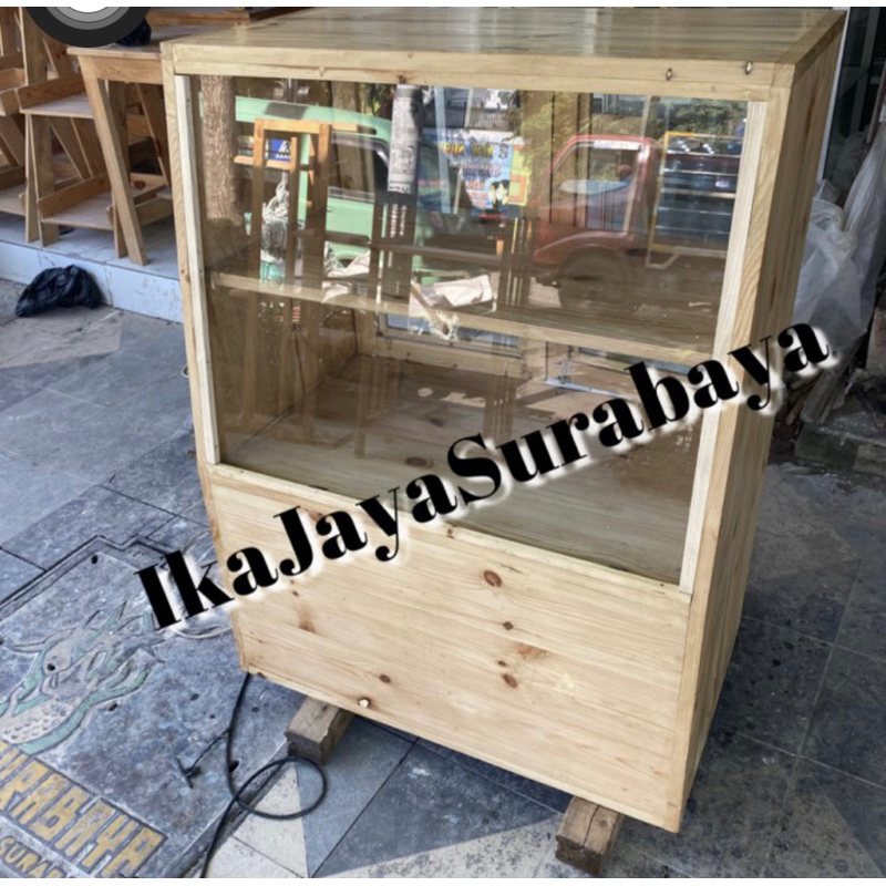Etalasae Kayu Display | Etalase Untuk Pajangan Roti | Etalase Display Makanan | Etalase Minimalis Ka