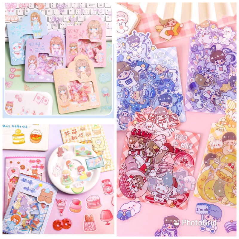 

1 SET ISI 45pcs STICKER DIY MOTIF LUCU / STICKER AESTHETIC