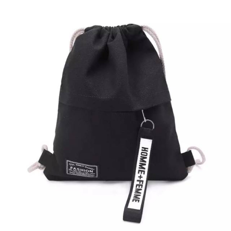 Amelia STRING BAG TAS RANSEL SERUT HOMME FEMME - Ransel Fashion Kpop Terbaru-Hitam