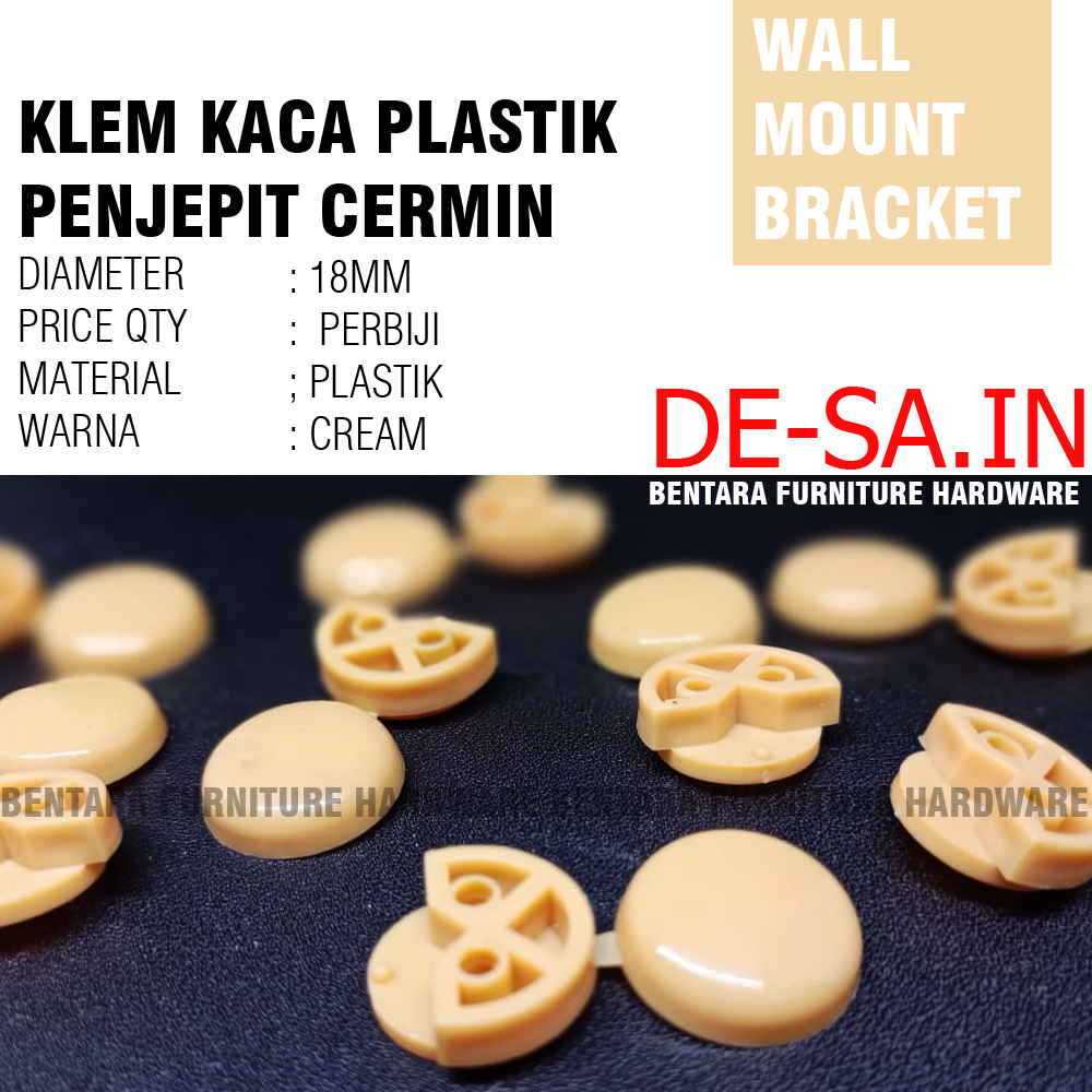 18MM Klem (Plastik/Besi)  Kaca Cermin - Tahanan Penjepit Sudut Cermin