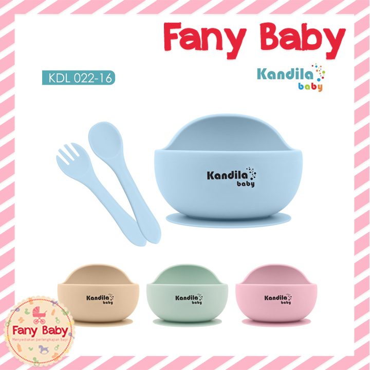 KANDILA BABY SILICONE BOWL WITH SPOON AND FORK SET / KDL 022-16