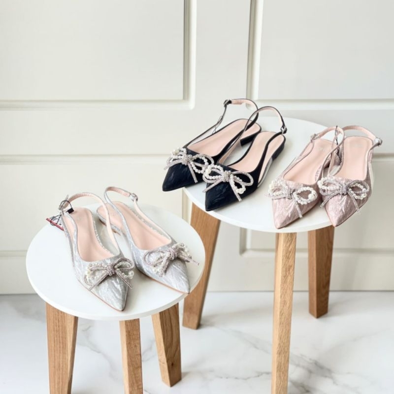 PROMO Sandal zara flat hitam silver gold rose pita sandal pesta