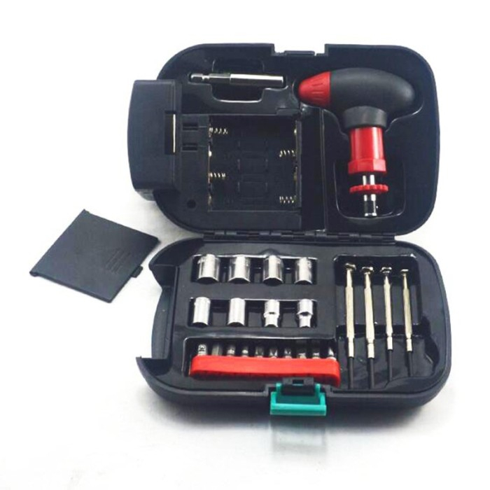 KCS- Senter LED Dan Toolbox SET 24 PCS Multifungsi Alat Tools