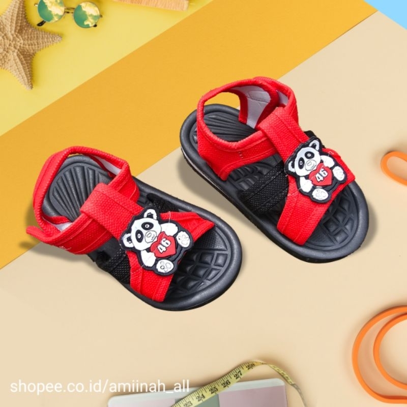 Sepatu Sandal Anak Bayi Laki - Laki Perempuan Tali Amrela Karakter Bear46 Bayar Ditempat