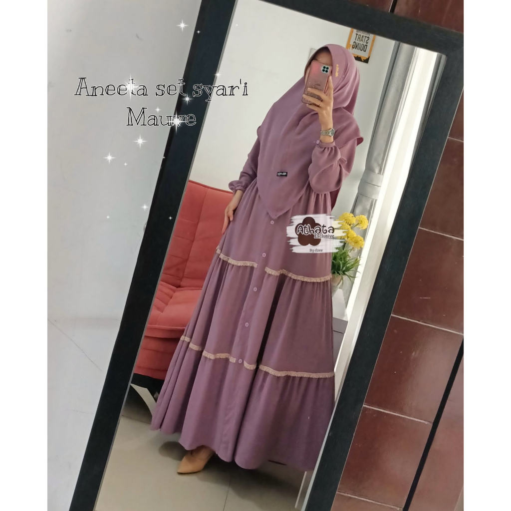 Aneeta Set Syar'i/ Gamis Original Athata Exclusive/ Gamis Set Hijab