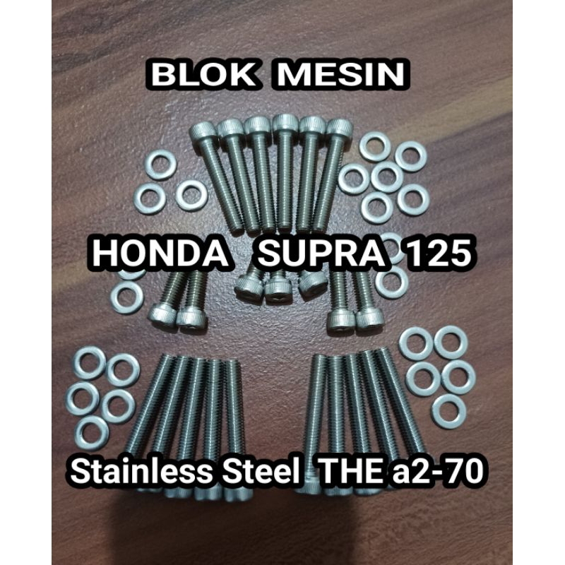Baut Bak Blok Mesin Set HONDA Supra X 125 Stainless L