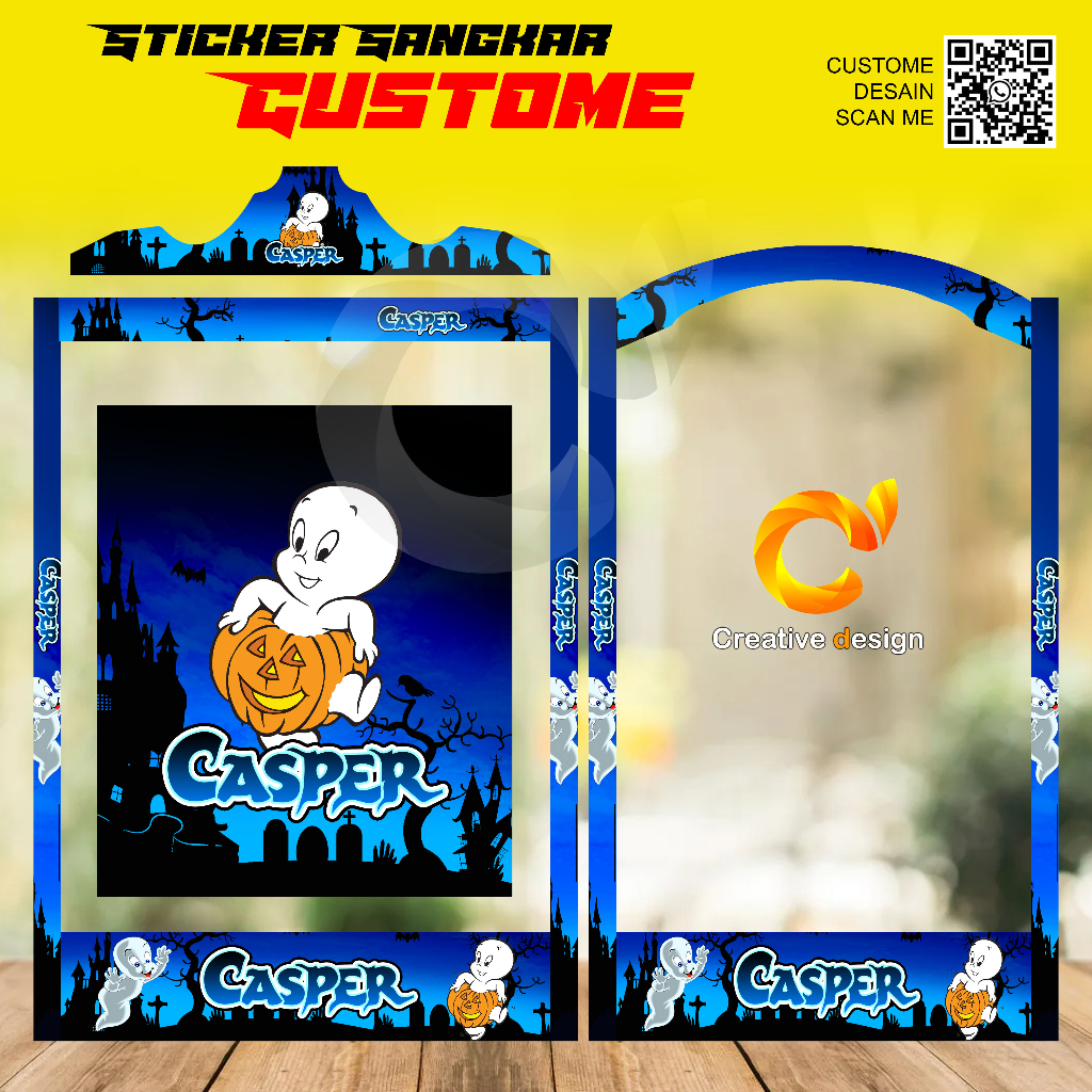 STICKER DECAL SANGKAR KOTAK MOTIF CESPER