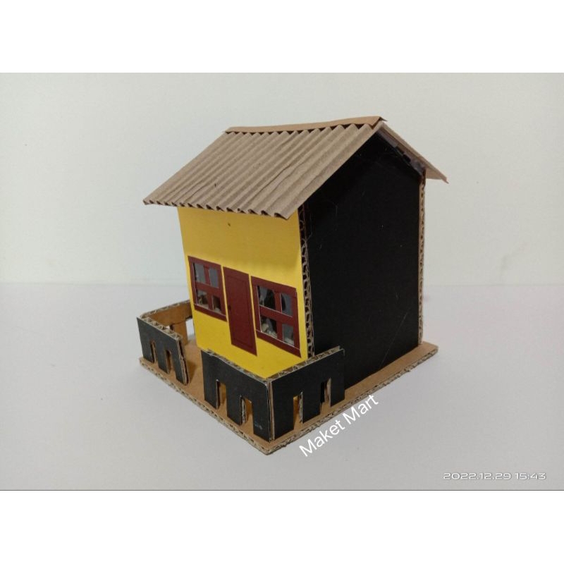 Celengan Kerajinan Tangan Prakarya Rumah Kardus Warna Kuning Anak SMP Sd