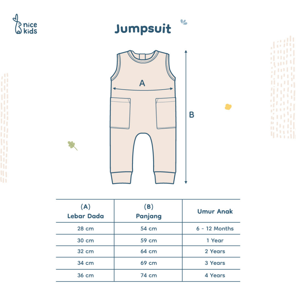 Nice Kids - Jumpsuit (Jumper Bayi Romper Baby One Piece Setelan 6 Months - 4 Tahun)