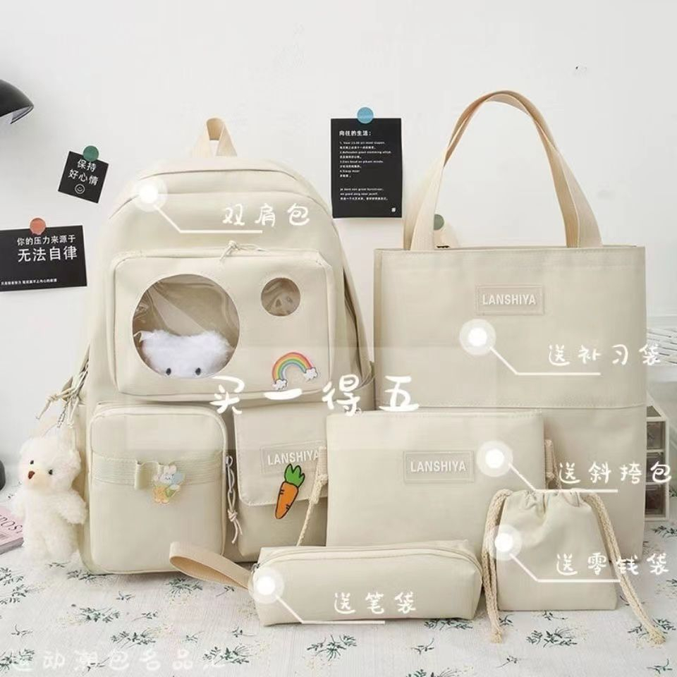 MV_Marvelouz MV806786 Tas RANSEL Wanita 5IN1 Bagpack Kanvas Kekinian Terbaru 2023 1kg bisa 1 tas supplier tas import EL 6786 LT2228