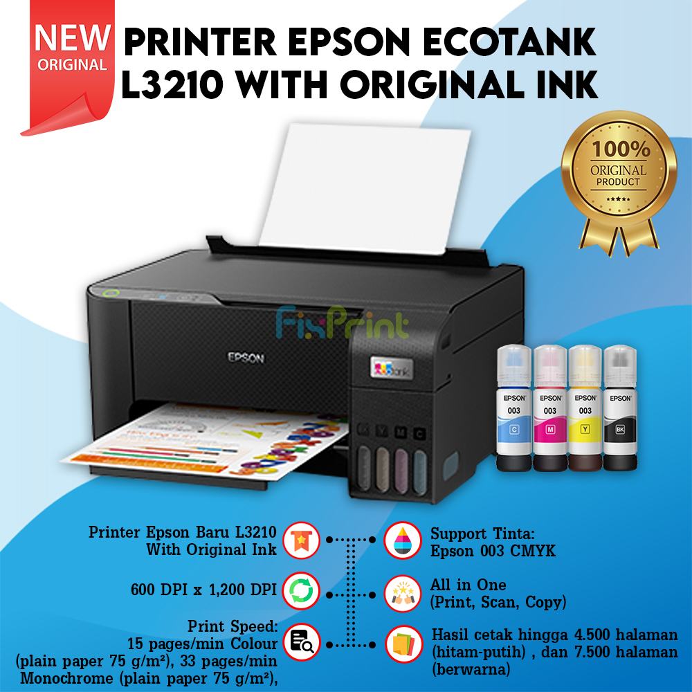 Printer Epson Ink Tank EcoTank L3210 All-in-one Pengganti Epson L360 Pengganti Epson L3110