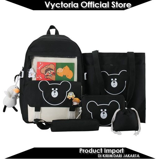 (COD) Vyctoria VOS12471 Tas Ransel Lucu 5in1 Wanita Cantik Terbaru JT12471 12471