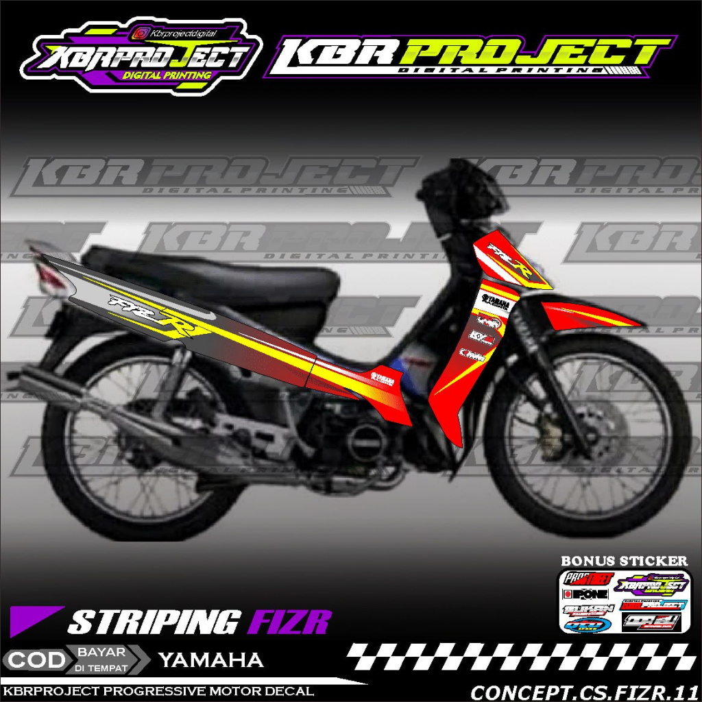 FIZ R STIKER STRIPING MOTOR KEREN LIS VARIASI MOTOR YAMAHA RACING 11 HOLOGRAM TRANSPARAN BISA COD