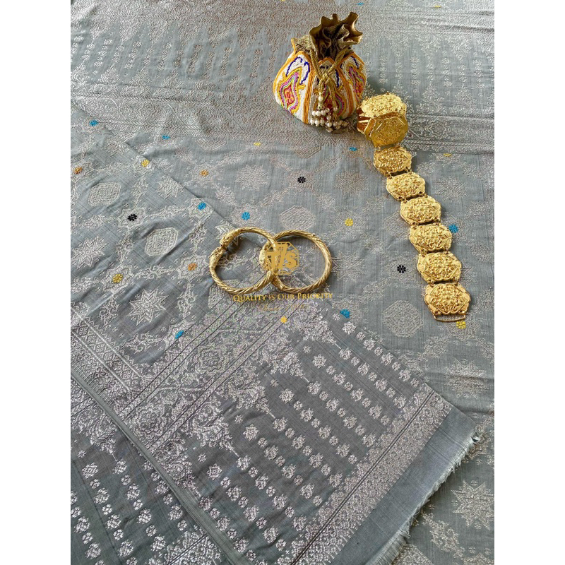 Tujuh Saudara Songket Palembang Warna Abu Silver