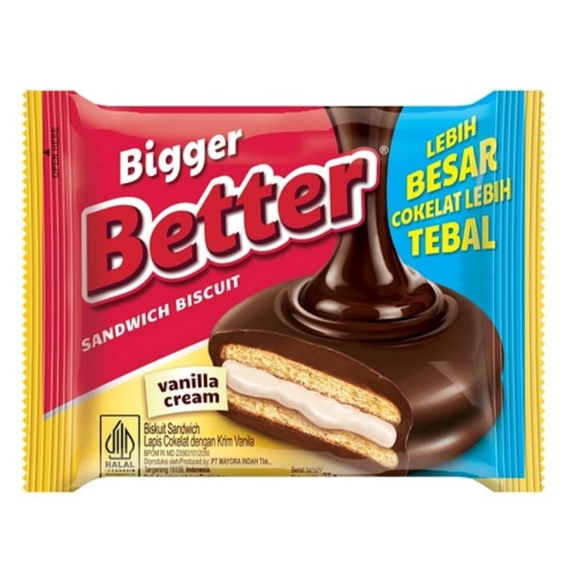 

Bigger Better Sandwich Biscuit Vanilla Cream ( 1pack isi 10pcs)