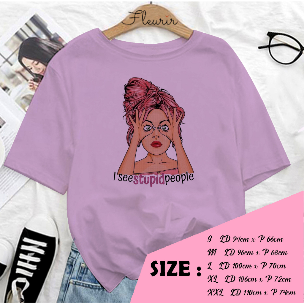 FLEURIR - COD KAOS WANITA PRIA REMAJA DEWASA UNISEX TSHIRT JUMBO OOTD LENGAN PENDEK OVERSIZE SEE STUPID