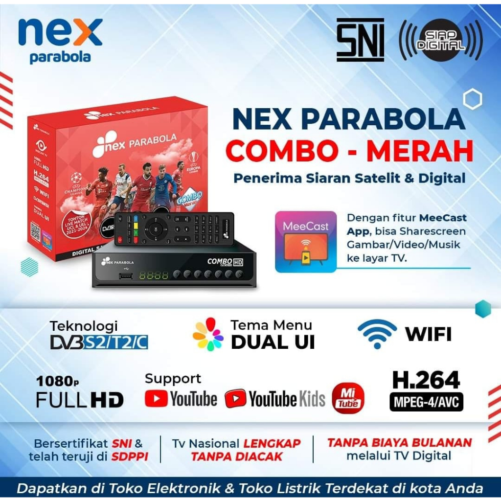 Matrix MOLA  Nex Parabola Receiver / STB Set Top Box DVB-T2 COMBO KUNING