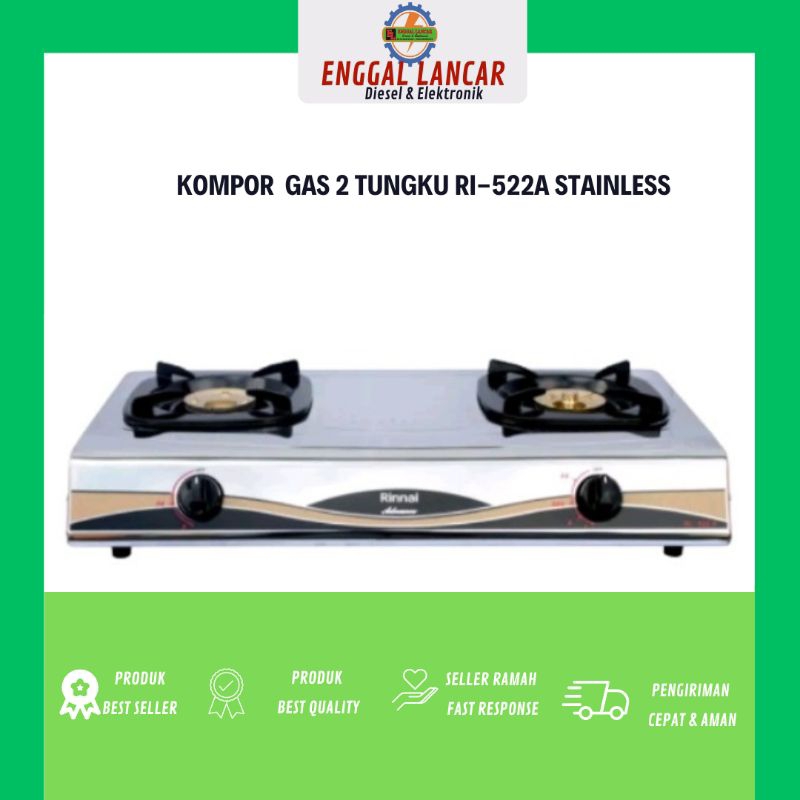 KOMPOR 2 TUNGKU RI-522A API BESAR STAINLESS