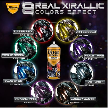 Pilox Diton Premium Xirallic Laser Red XP9405 XP 9405 400ml Warna Hijau Kosmik Sepeda Motor Mobil Velg Mesin Bodi