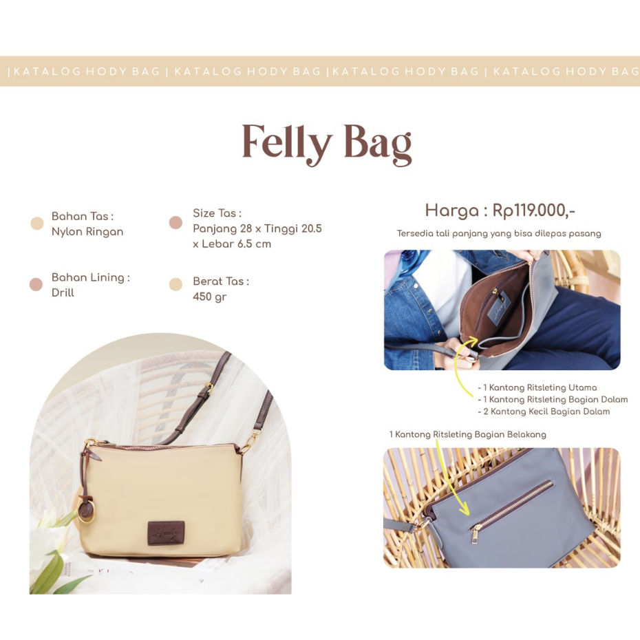 Tas Wanita Selempang Kekinian HODY Felly Bag Sling Bag Premium Waterproof Olive Hijau Muda