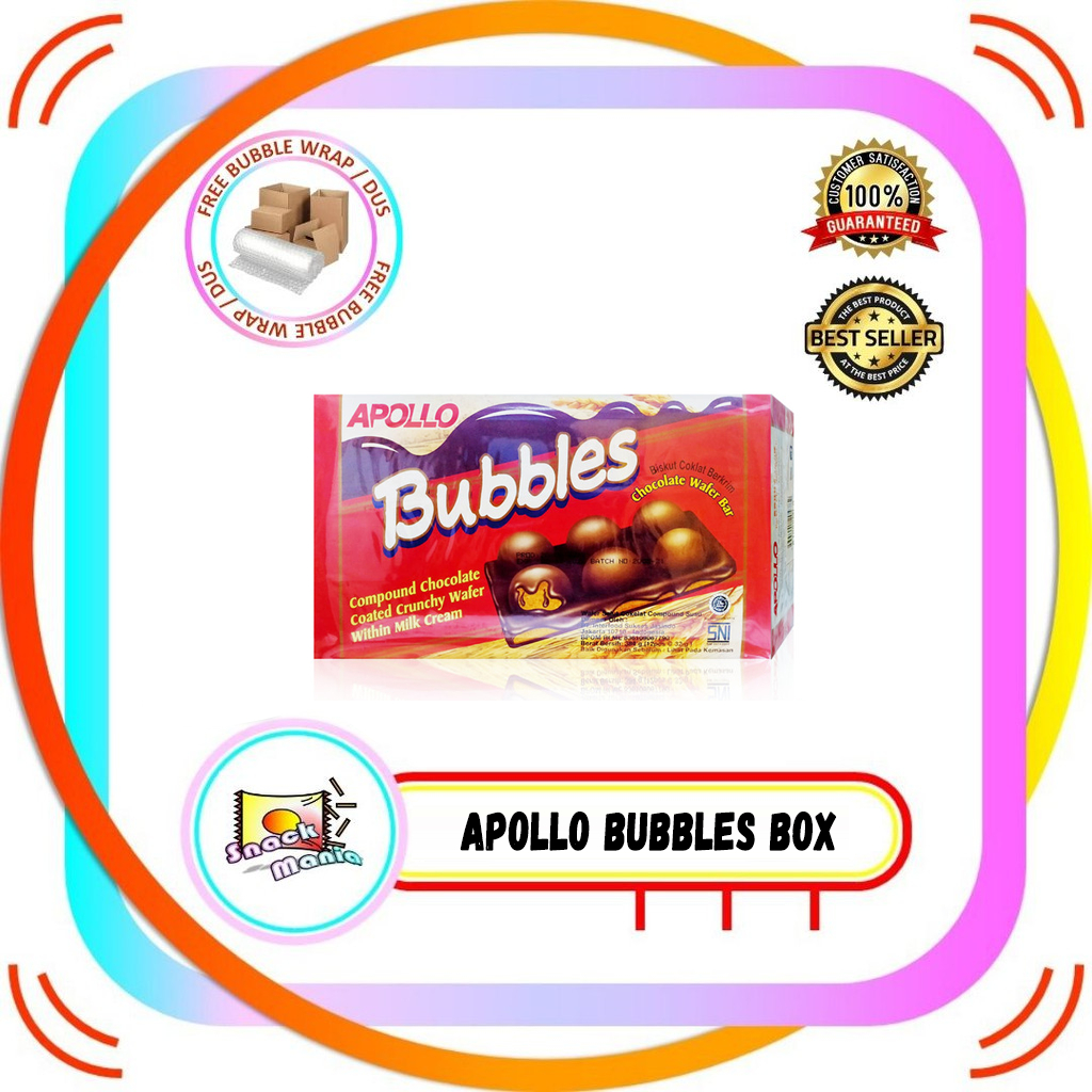 

Apollo Bubbles Chocolate Biskuit Coklat Bubble BOX 32 gr x 12 Pcs