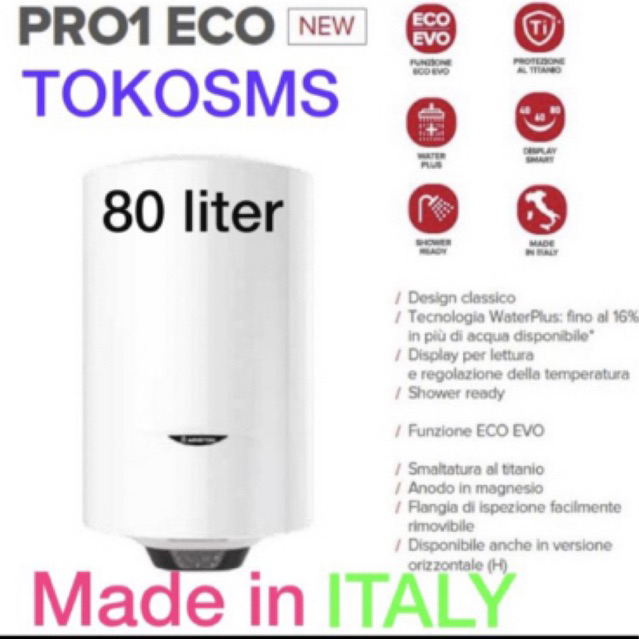 Water heater ariston pro 1 eco 80 v dan pro1 eco 80 V 1,2k ID VERTIKAL