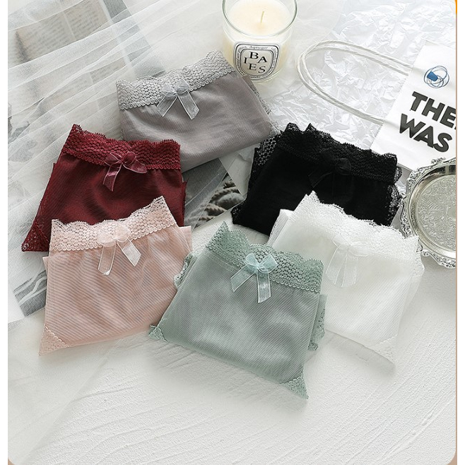 HOT DEALS NEW PRODUCT YF CD1236 CELANA DALAM WANITA TRANSPARAN RENDA BRUKAT KOLOR PANTIES SEXY CD