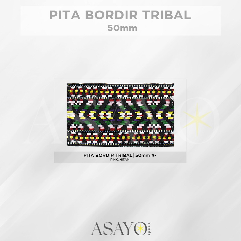 Renda Pita Bordir Tribal / Etnik 50mm 5cm Warna Warni (Roll)
