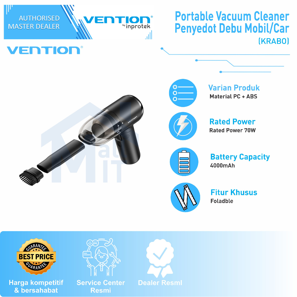 ( Bisa Cod ) Vention Portable Wireless Vacuum Cleaner Penyedot Debu Mobil / Car KRA