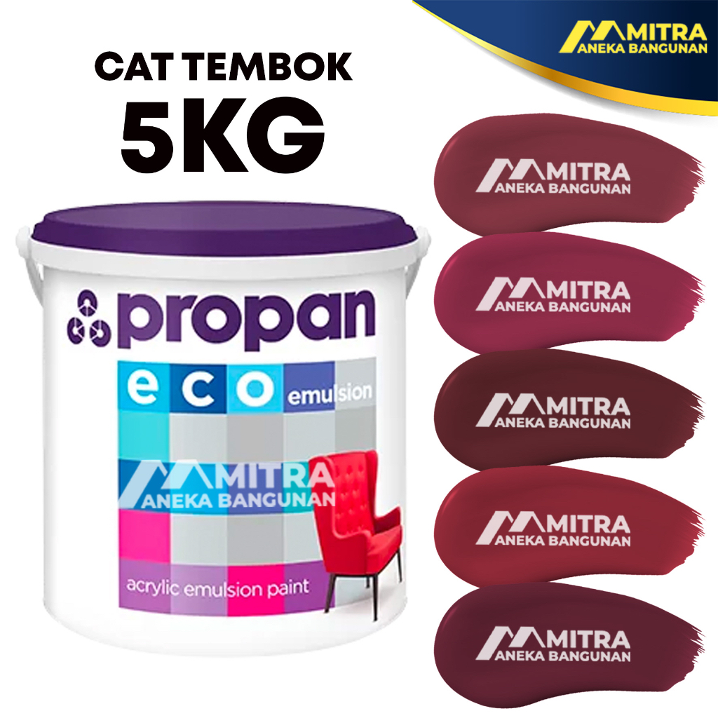 CAT TEMBOK INTERIOR PROPAN ECO EMULSION 5 KG / MERAH MAROON MERAH HATI