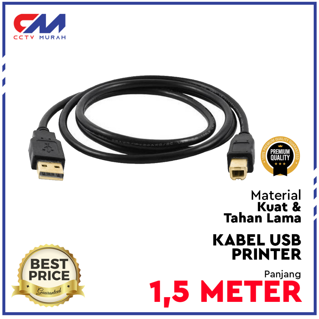 Kabel USB Printer 1,5 Meter 2.0||Kabel USB Printer 2.0 Panjang 1,5 M