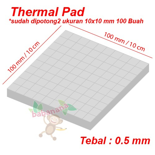 100pcs Thermal pad 100mm x 100mm x 0.5mm Grey prosesor memory heatsink