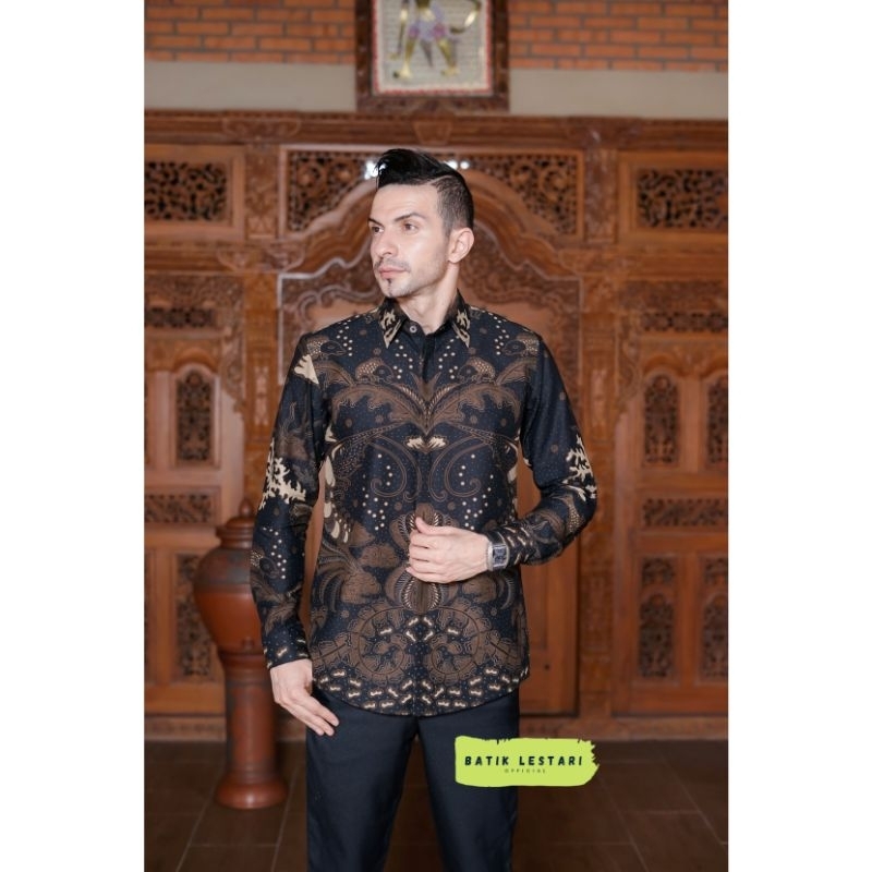 UDANG SOGAN Baju Kemeja Batik Pria Premium Slimfit Lengan Panjang Lapis Furing Katun Halus Sragenan