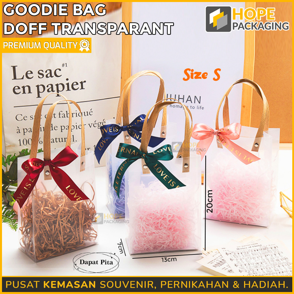 Goodie bag doff transparant Hampers Tote Bag Gift Premium Kantong Doff Souvenir / Paper Bag Doff / Kantong Hampers / Gift Bag