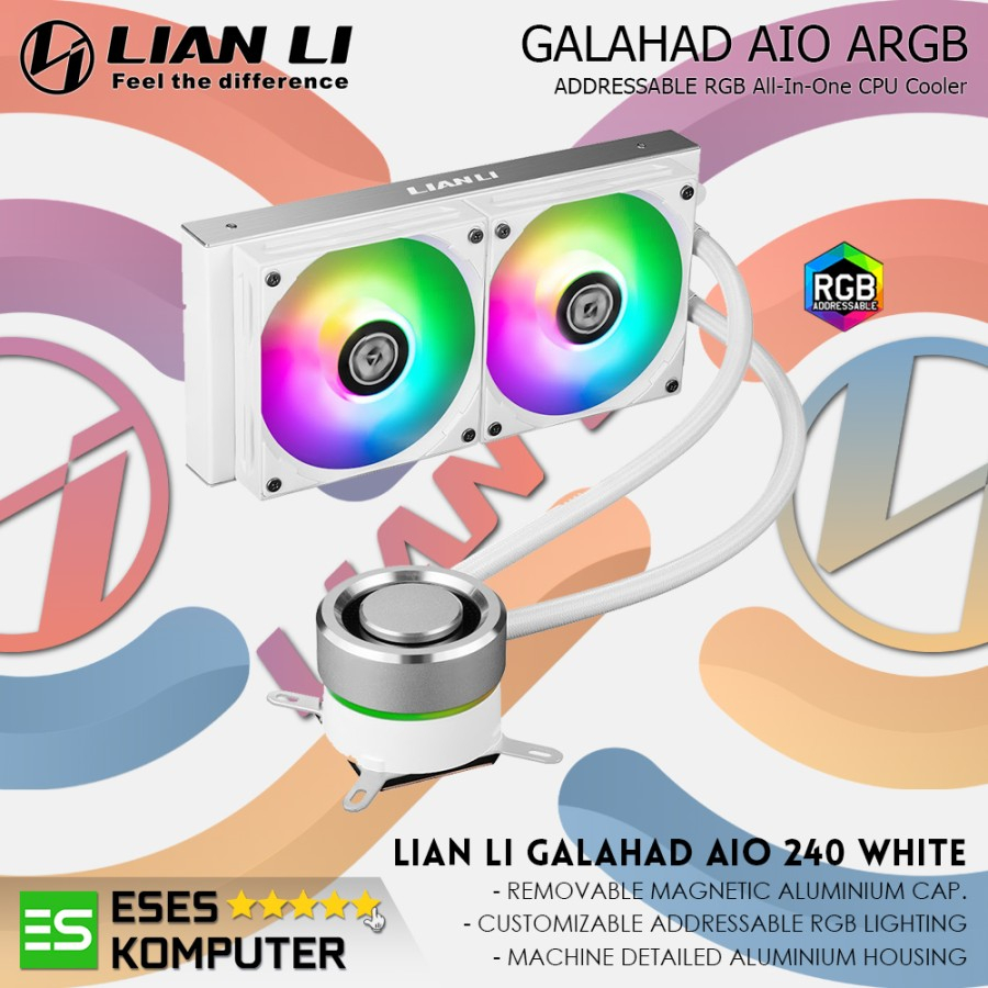 LIAN LI Galahad AIO 240 ARGB WHITE | AIO 240MM CPU Liquid Cooler