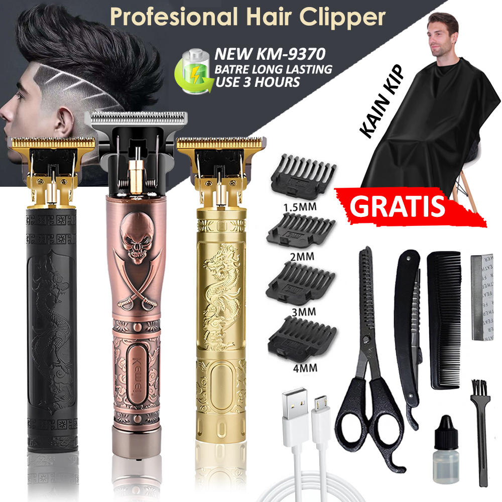 Mesin Cukur Rambut Profesional Hair Clipper Sharp Cutting Zero Gap Baldhead Trimmer Cordless